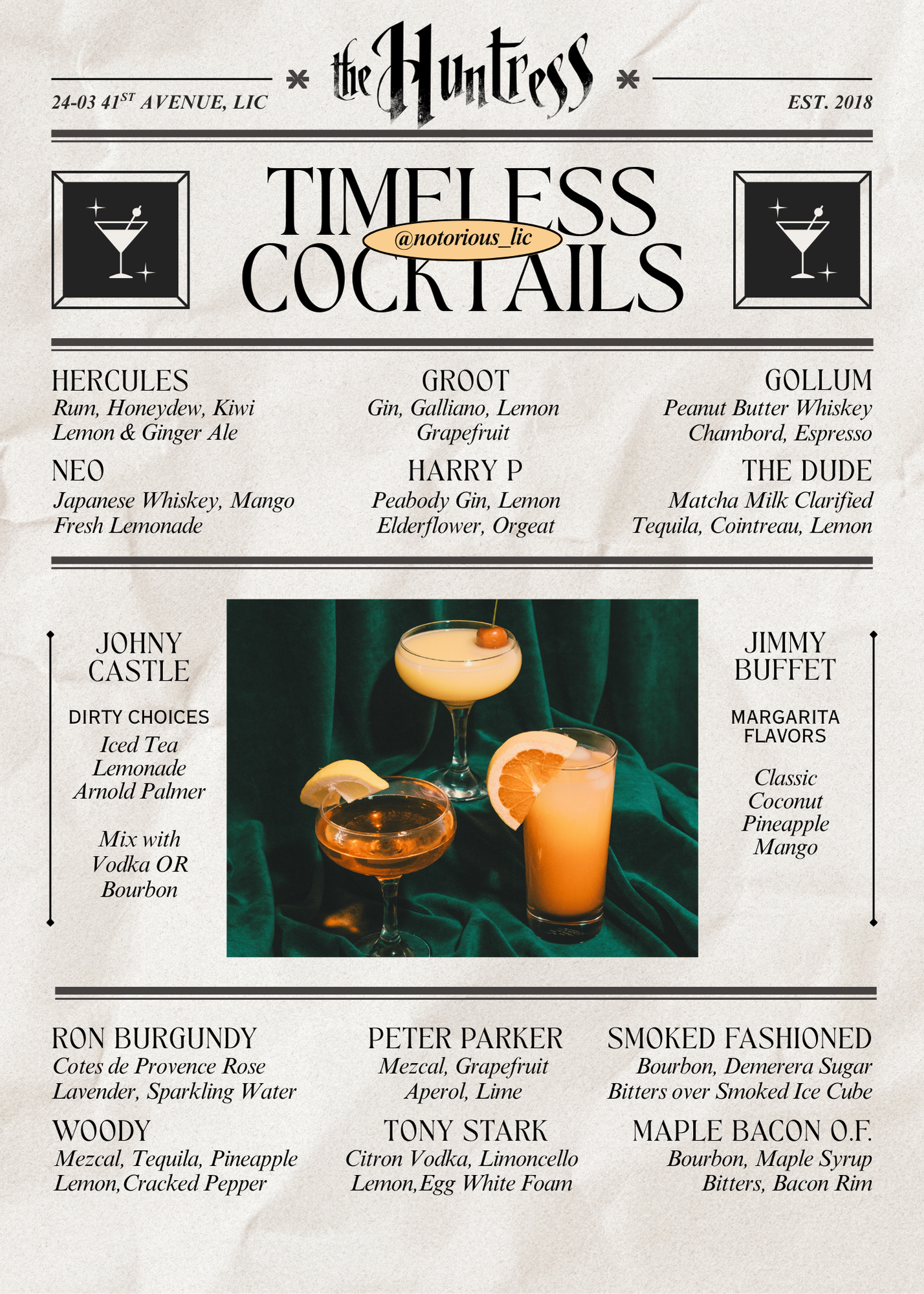 Ess hospitality the baroness burgers beers the huntress whiskey